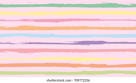 Seamless striped pattern inspired by tropical nature in rainbow color on pale pink background. Texture for print, wallpaper, home decor, spring summer fashion fabric, textile, wedding invitation card.