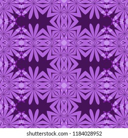 Seamless striped pattern from lilac geometrical abstract ornaments on a dark violet background. Vector illustration. Suitable for fabric, wallpaper and wrapping paper