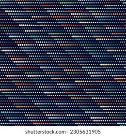 Seamless striped pattern. multicolored diagonal dotted lines. Stripes in green, orange, and white on a black background. Modern geometric design. Vector image for textile, wrapping, and print.