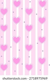 Nahtloses Streifenmuster mit Pink Heart-Design für Tapete, Teppich, Schal, Stoff, Textilien, Umschlagpapier und Hintergründe.	