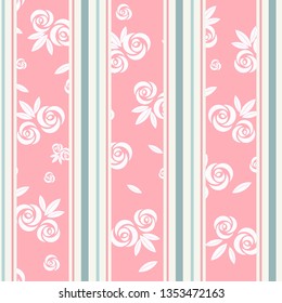 Seamless striped pattern in retro colors on a floral background . Vector illustration
