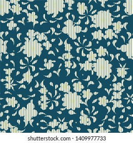 Seamless striped pattern in retro colors on a floral background . Vector illustration