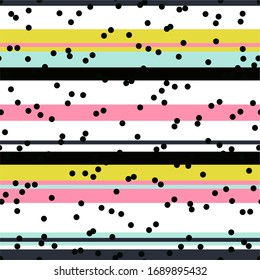 Patrón de rayas impecables en colores retro con punto polka. Ilustración del vector