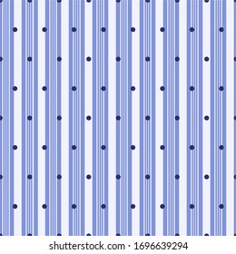 Seamless striped pattern in retro colors with polka dot. Vertical striped pattern. Vector illustration