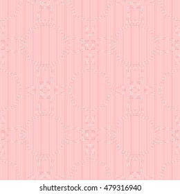 Seamless striped pattern with symmetric ornament. Red lines on white background. Creative wallpaper. Vector illustration