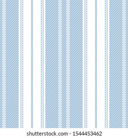 Seamless striped pattern. Vertical blue and white stripes background for dress, skirt, trousers, bed sheet, mattress, or other modern summer or spring textile print.