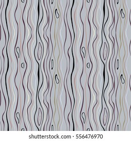 Seamless striped pattern. Vertical thin wavy lines. Winter theme texture. Gray, black, light colored background. Vector