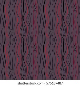 Seamless striped pattern. Vertical thin wavy lines. Winter theme texture. Dark gray, red, black colored background. Vector