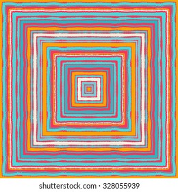 Seamless striped, rectangle, ornamental pattern. Square lines with torn paper effect. Shred edge background. Pastel warm blue, gray, red, orange colored. Winter sunrise theme. Vector illustration