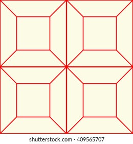 Seamless striped red grid pattern. Abstract repeated lines texture background. Symmetric geometric ornament. Vector illustration