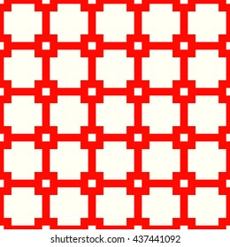 Seamless striped red grid pattern. Abstract repeated crossing lines texture background. Vector illustration
