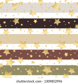 Seamless striped retro pattern with gold stars, vector eps 8