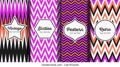 Seamless striped retro pattern in the style of the sixties. Art deco vintage wallpaper or fabric.