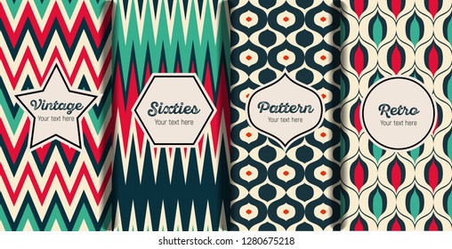 Seamless striped retro pattern in the style of the sixties. Art deco vintage wallpaper or fabric.