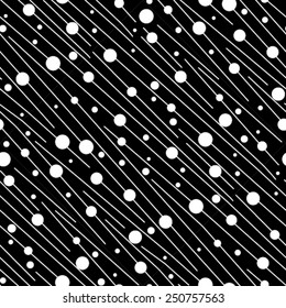 Seamless striped spotted black and white texture. Ink brush.Vector illustration background. 