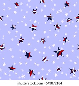 Seamless Striped Stars Pattern  / Red, White and Blue Color Theme / Global Colors saved with pattern swatches 
