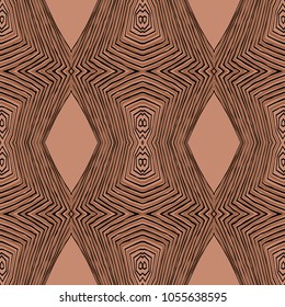Seamless striped vector pattern. Colored decorative repainting background with tribal and ethnic motifs. Abstract geometric roughly hatched detailed shapes with black contour.