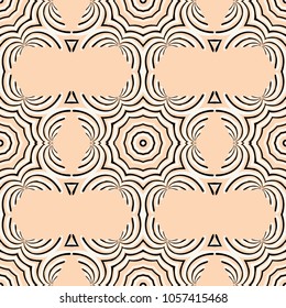 Seamless striped vector pattern. Colored decorative repainting background with tribal and ethnic motifs. Abstract geometric roughly hatched detailed shapes with black contour.