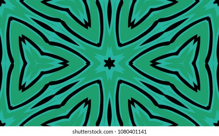 Seamless striped vector pattern. Colored decorative repainting background with tribal and ethnic motifs. Abstract geometric roughly hatched detailed shapes with black contour.