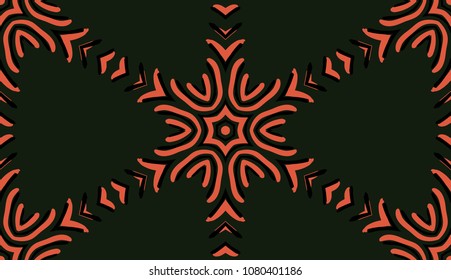 Seamless striped vector pattern. Colored decorative repainting background with tribal and ethnic motifs. Abstract geometric roughly hatched detailed shapes with black contour.