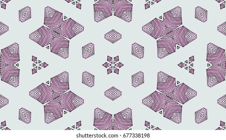 Seamless striped vector pattern. Colored decorative repainting background with tribal and ethnic motifs. Abstract geometric roughly hatched shapes. Circular design.