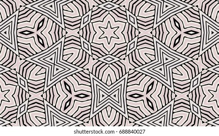 Seamless striped vector pattern. Colored decorative repainting background with tribal and ethnic motifs. Abstract geometric roughly hatched shapes. Circular design.