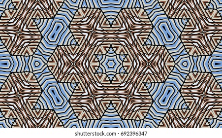 Seamless striped vector pattern. Colored decorative repainting background with tribal and ethnic motifs. Abstract geometric roughly hatched shapes. Circular design.