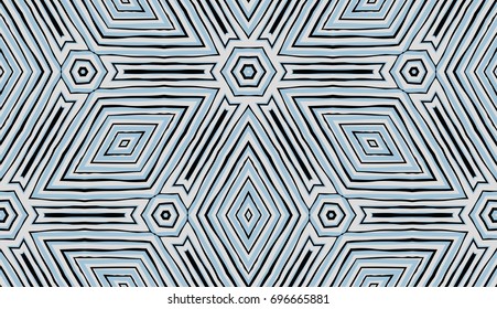 Seamless striped vector pattern. Colored decorative repainting background with tribal and ethnic motifs. Abstract geometric roughly hatched shapes. Circular design.