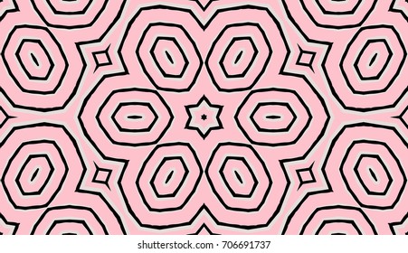 Seamless striped vector pattern. Colored decorative repainting background with tribal and ethnic motifs. Abstract geometric roughly hatched shapes. Circular design.