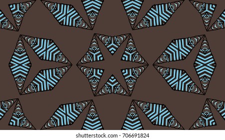 Seamless striped vector pattern. Colored decorative repainting background with tribal and ethnic motifs. Abstract geometric roughly hatched shapes. Circular design.