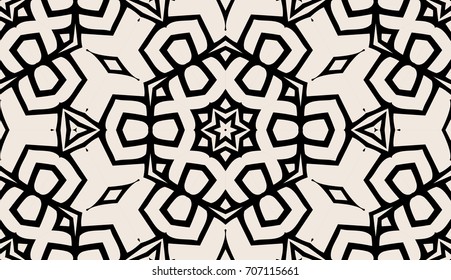 Seamless striped vector pattern. Colored decorative repainting background with tribal and ethnic motifs. Abstract geometric roughly hatched shapes. Circular design.