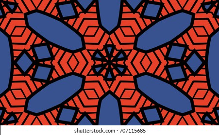 Seamless striped vector pattern. Colored decorative repainting background with tribal and ethnic motifs. Abstract geometric roughly hatched shapes. Circular design.