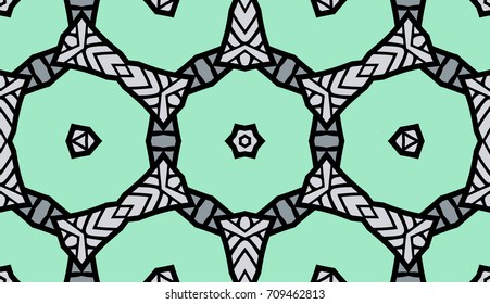 Seamless striped vector pattern. Colored decorative repainting background with tribal and ethnic motifs. Abstract geometric roughly hatched shapes. Circular design.