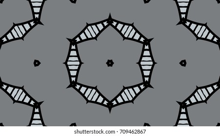 Seamless striped vector pattern. Colored decorative repainting background with tribal and ethnic motifs. Abstract geometric roughly hatched shapes. Circular design.