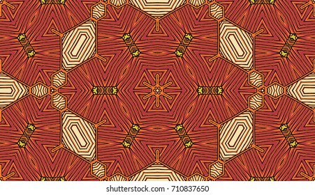 Seamless striped vector pattern. Colored decorative repainting background with tribal and ethnic motifs. Abstract geometric roughly hatched shapes. Circular design.