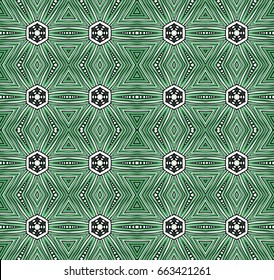 Seamless striped vector pattern. Vintage colored decorative repainting background with tribal and ethnic motifs. Abstract geometric roughly hatched shapes colored with hand drawn brush stokes.