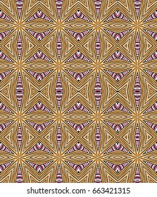 Seamless striped vector pattern. Vintage colored decorative repainting background with tribal and ethnic motifs. Abstract geometric roughly hatched shapes colored with hand drawn brush stokes.