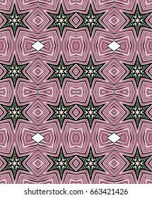 Seamless striped vector pattern. Vintage colored decorative repainting background with tribal and ethnic motifs. Abstract geometric roughly hatched shapes colored with hand drawn brush stokes.