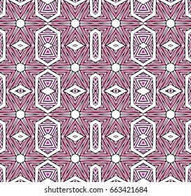 Seamless striped vector pattern. Vintage colored decorative repainting background with tribal and ethnic motifs. Abstract geometric roughly hatched shapes colored with hand drawn brush stokes.