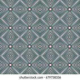 Seamless striped vector pattern. Vintage colored decorative repainting background with tribal and ethnic motifs. Abstract geometric roughly hatched shapes colored with hand drawn brush stokes.