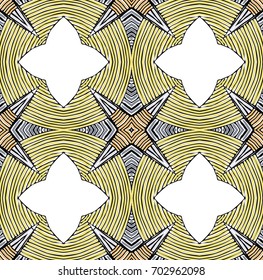 Seamless striped vector pattern. Vintage colored decorative repainting background with tribal and ethnic motifs. Abstract geometric roughly hatched shapes colored with hand drawn brush stokes.