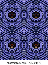 Seamless striped vector pattern. Vintage colored decorative repainting background with tribal and ethnic motifs. Abstract geometric roughly hatched shapes colored with hand drawn brush stokes.