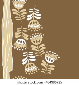 Seamless  striped vertical   pattern of floral motif . Hand drawn.