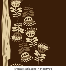 Seamless  striped vertical   pattern of floral motif . Hand drawn.