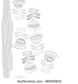 Seamless  striped vertical   pattern of floral motif . Hand drawn.