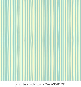 Seamless striped wallpaper. Print pattern with wobbly lines. Mid-century colors, pastel yellow and aqua blueish green. Wood grain pattern. Vector editable illustration. Printable layout format EPS 10.