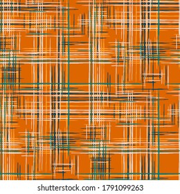 Nahtlose Streifen. Abstrakte Textur mit Kreuzstreifen. Nahtloses Tartan-Muster. Modernes Muster mit farbenfrohen Linien. Ethnische Print-Imitation von Gras Mat.