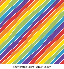 Seamless stripes background or pattern with colorful yellow, red, pink, green, blue, orange and violet stripes.