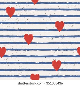 seamless stripes pattern with hearts