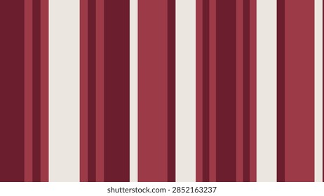 Seamless stripes pattern: mirrored sett of broad blocks, guard stripes and overcheck, identical in warp and weft. wine red cream palette. Solid fills only, no transparency or gradients.